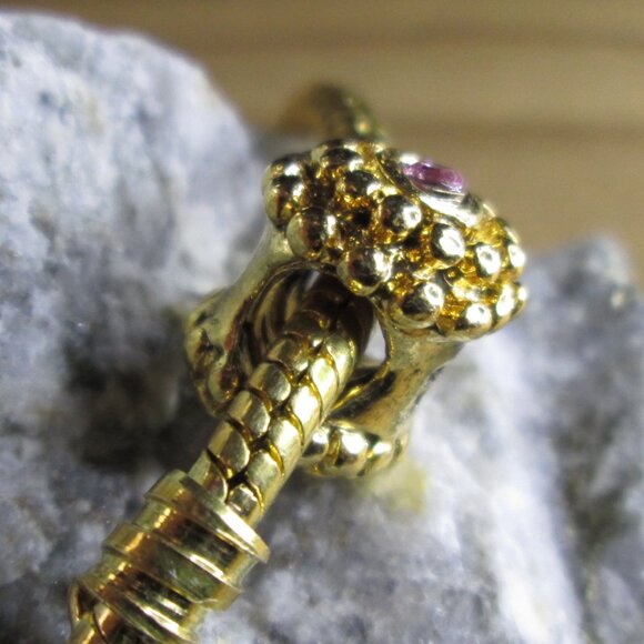 Double Ended Beaded Gold Plated Sterling Silver European Charm with Pink Crystal - Picture 6 of 9